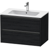 Duravit Ketho 2 wastafelonderbouwkast met 2 laden 81x48x55cm met grepen antraciet eiken zwart mat SW772853