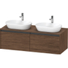 Duravit Ketho 2 wastafelonderbouwkast incl. consoleplaat met 2 laden voor dubbele waskommen 140x55x45.9cm met handgrepen antraciet donker noten mat SW772721