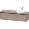 Duravit Ketho 2 wastafelonderbouwkast incl. consoleplaat met 2 laden voor waskom rechts 160x55x45.9cm met handgrepen antraciet Linnen mat SW772457