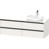 Duravit Ketho 2 wastafelonderbouwkast incl. consoleplaat met 4 laden voor waskom rechts 160x55x56.8cm met handgrepen antraciet wit supermat SW772236