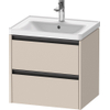 Duravit Ketho 2 Wastafelonderkast - 2 laden - 58.4x45.5x54.9cm - grepen antraciet - taupe mat SW772840