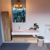 MONDIAZ ALAN - DLUX Badkamermeubelset - 130cm - onderkast - Washed Oak - 2 lades - vrijhangende wastafel - wasbak links - 1 kraangat - Ostra SW808978