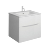 Crosswater Glide II Wastafelonderkast - 50x45x52cm - 2 lades - greeploos - glans wit SW487225