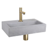 Differnz Flat fonteinset - 38x24x8cm - Rechthoek - 1 kraangat - Recht matte goude kraan - Beton Grijs SW373123