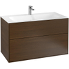 Villeroy & Boch Finion wastafelonderbouwkast met 2 laden 99.6x59.1x49.8cm v. meubelwast. 4164 AO/A2/AB/A1 walnoot SW106678