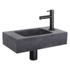Differnz Force fonteinset - 40x22x9cm - Rechthoek - 1 kraangat - Recht matte zwarte kraan - Natuursteen Zwart SW373169