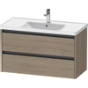 Duravit Ketho 2 wastafelonderbouwkast met 2 laden 98.4x45.5x54.9cm met grepen antraciet eiken terra mat SW771858