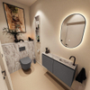 MONDIAZ TURE-DLUX 100cm toiletmeubel Dark Grey. EDEN wastafel Glace positie rechts. Met 1 kraangat. SW1103247