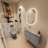 MONDIAZ TURE-DLUX 80cm toiletmeubel Smoke. EDEN wastafel Glace positie links. Zonder kraangat. SW1103552