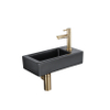 QeramiQ Fuente Fonteinset - 37.5x18.5x9cm - keramiek - kraangat rechts - fonteinkraan geborsteld messing - afvoerplug - verlaagd sifon - Mat Zwart SW1232756