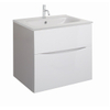 Crosswater Glide II Badmeubelset - 60x45x52cm - 2 lades - greeploos - white gloss - wastafel - kraangat - ice white SW890273
