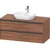 Duravit Ketho 2 wastafelonderbouwkast incl. consoleplaat met 2 laden 120x55x56.8cm met handgrepen antraciet noten mat SW773077
