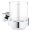 GROHE Essentials Cube Bekerhouder - 9.2x10.7x7.2cm - met glas - chroom 0438175