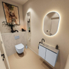 MONDIAZ TURE-DLUX 60cm toiletmeubel Clay. EDEN wastafel Opalo positie links. Met 1 kraangat. SW1104224