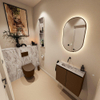MONDIAZ TURE-DLUX 60cm toiletmeubel Rust. EDEN wastafel Glace positie links. Zonder kraangat. SW1103496