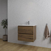 Adema Chaci Badkamermeubelset - 60x46x57cm - 1 ovale keramische wasbak wit - 1 kraangat - 2 lades - noten (hout) SW721294