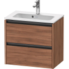 Duravit Ketho 2 wastafelonderbouwkast met 2 laden 61x39x54.9cm met grepen antraciet noten mat SW772418