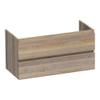 Saniclass Solution wastafelonderkast 100x46x50cm 2 softclose greeploze lades met 1 sifonuitsparing Hout Vintage oak SW393211