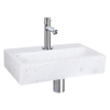 Differnz Flat fonteinset - 38x24x8cm - Rechthoek - 1 kraangat - Recht chromen kraan - Marmer Wit SW373140