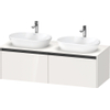 Duravit Ketho 2 wastafelonderbouwkast incl. consoleplaat met 2 laden voor dubbele waskommen 140x55x45.9cm met handgrepen antraciet hoogglans wit SW772330