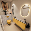 MONDIAZ TURE-DLUX 120cm toiletmeubel Ocher. EDEN wastafel Glace positie rechts. Met 1 kraangat. SW1103420