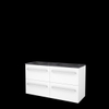 Basic-Line Start 46 badkamermeubelset - 120x46cm - met grepen - 4 lades - hardsteen wastafel - 2 kraangaten - MDF lak Ice White SW639612