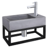 Differnz Force fonteinset - 40x22x8cm - Rechthoek - 1 kraangat - Recht chromen kraan - met zwart frame - Beton Grijs SW373131