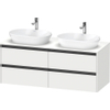 Duravit Ketho 2 wastafelonderbouwkast incl. consoleplaat met 4 laden voor dubbele waskommen 140x55x56.8cm met handgrepen antraciet wit mat SW772887