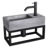 Differnz Ravo fonteinset - 38.5x18.5x25cm - Rechthoek - 1 kraangat - Gebogen matte zwarte kraan - met zwart frame - beton donkergrijs SW373229
