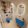 MONDIAZ TURE-DLUX 60cm toiletmeubel Jeans. EDEN wastafel Glace positie links. Zonder kraangat. SW1103335