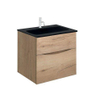 Crosswater Glide II Badmeubelset - 50x45x52cm - 2 lades - greeploos - wastafel zwart - kraangat -windsor oak SW892084