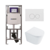 QeramiQ Dely Toiletset - 36.3x51.7cm - diepspoel - rimless - Geberit UP320 Burda inbouwreservoir - softclose toilet zitting 35 mm - glans witte bedieningsplaat - ronde knoppen - wit glans SW1222069