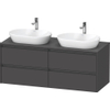 Duravit Ketho 2 wastafelonderbouwkast incl. consoleplaat met 4 laden voor dubbele waskommen 140x55x56.8cm met handgrepen antraciet grafiet mat SW772994