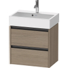 Duravit Ketho 2 Wastafelonderkast - 2 laden - 58.4x39x54.9cm - grepen antraciet - eiken terra mat SW773036