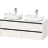 Duravit Ketho 2 wastafelonderbouwkast incl. consoleplaat met 4 laden voor dubbele waskommen 140x55x56.8cm met handgrepen antraciet wit supermat SW772755
