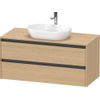 Duravit Ketho 2 wastafelonderbouwkast incl. consoleplaat met 2 laden 120x55x56.8cm met handgrepen antraciet natuur eiken mat SW772287