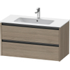 Duravit Ketho 2 wastafelonderbouwkast met 2 laden 101x48x55cm met grepen antraciet eiken terra mat SW771818