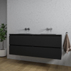 Adema Chaci Badkameronderkast - 140cm - 4 lades - greeploos - zwart keramieke wastafel - overloop - 2 wasbakken - zonder kraangaten - mat zwart SW1171463