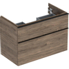 Geberit iCon wastafelonderkast 88.8x61.5x47.6cm 2 lades met softclose Spaanplaat Noten SW637784