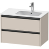 Duravit Ketho 2 wastafelonderbouwkast met 2 laden voor waskom rechts 81x48x54.9cm met grepen antraciet taupe mat SW771776