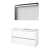 Basic-Line Premium 46 badkamermeubelset - 120x46cm - greeploos - 4 lades - acryl wastafel - 2 kraangaten - Spiegelkast - geintegreerde LED verlichting - MDF lak Ice White SW351375