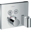 Hansgrohe ShowerSelect afbouwdeel voor inbouwkraan thermostatisch met omstel voor 2 douchefuncties incl. Porter wandhouder en Fixfit muuraansluitboch chroom 0451554