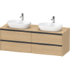 Duravit Ketho 2 wastafelonderbouwkast incl. consoleplaat met 4 laden voor dubbele waskommen 160x55x56.8cm met handgrepen antraciet natuur eiken mat SW772265