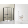 FugaFlow Efficiente Vetro douchecabine 140x100cm met vast paneel veiligheidsglas frame lines aan buitenzijde met anti kalk zwart mat - SW1125869