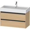 Duravit Ketho 2 wastafelonderbouwkast met 2 laden 98.4x46x54.9cm met grepen antraciet natuur eiken mat SW771782