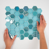 The Mosaic Factory Valencia mozaïektegel 4.3x4.9x0.5cm hexagon turquoise mat en glans voor wand en vloer en voor binnen en buiten vorstbestendig SW382569