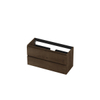 INK Fineer Wastafelonderkast - 100x40x52cm - 2 lades - greeploos - houten keerlijst - MDF Fineer Chocolate SW439205