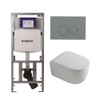 QeramiQ Dely Swirl Toiletset - 36.3x51.7cm - Geberit UP320 Burda inbouwreservoir - 35mm zitting - bedieningsplaat licht grijs - ronde knoppen - wit mat SW1164802