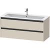 Duravit Ketho 2 wastafelonderbouwkast met 2 laden voor enkele wastafel 121x48x55cm met grepen antraciet taupe supermat SW773127