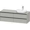 Duravit Ketho 2 wastafelonderbouwkast incl. consoleplaat met 4 laden voor waskom rechts 160x55x56.8cm met handgrepen antraciet betongrijs mat SW771863